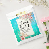 Weddenschap voor Bag Modern Pink Floral Blauwgroen Bedankzakje (Gezegeld)