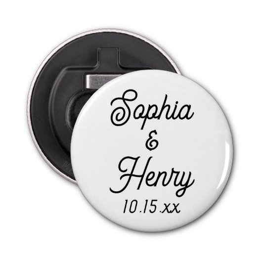 Weddenschap voor Elegant Script Black Typografie Button Flesopener (Voorkant)