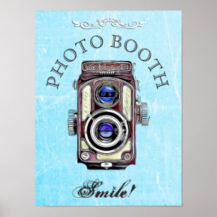 Weddenschap voor fotoBooth, blauwe camera Poster