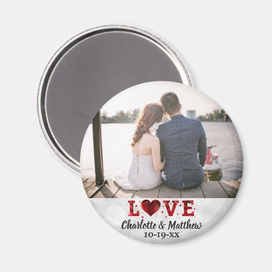 Weddenschap voor liefde Moderne Typografie Harteli Magneet (Voorkant / Achterkant)