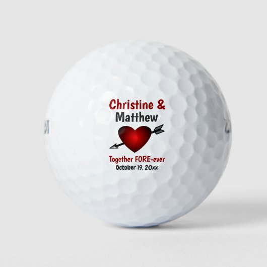 Weddenschap voor Rood Heart Love Forever Golfballen (Voorkant)