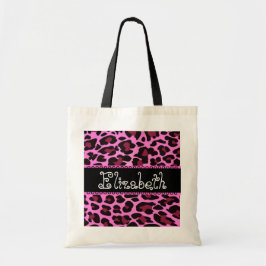 Weddenschap voor roze roze witte luipaard tote bag