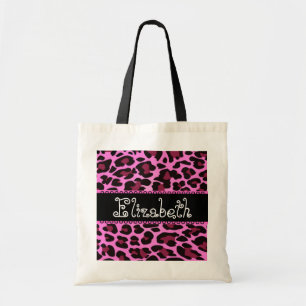 Weddenschap voor roze roze witte luipaard tote bag