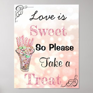 Weddenschap voor Snoep Buffet, koraalSnoepjes Poster