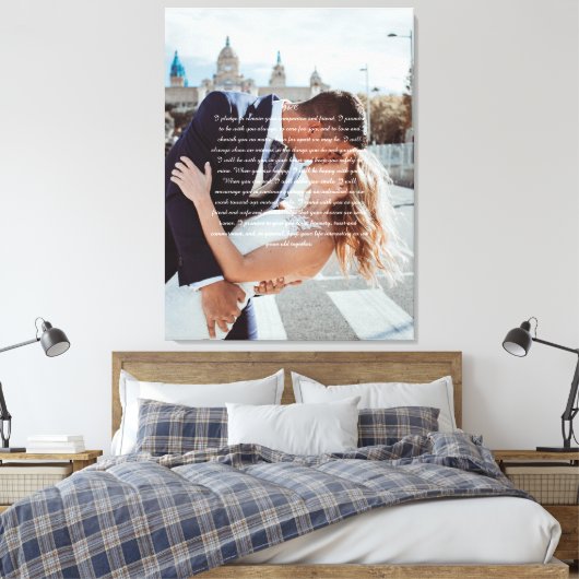Weddenschap Vows Faux Wrapped Canvas Print (Insitu (Slaapkamer))