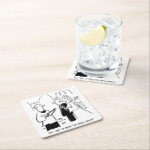 Weddenschap Vows Small Print Vicar en Bride Vierkante Kartonnen Onderzetter (Insitu)