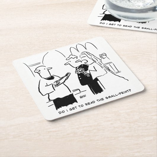 Weddenschap Vows Small Print Vicar en Bride Vierkante Kartonnen Onderzetter (Schuin)