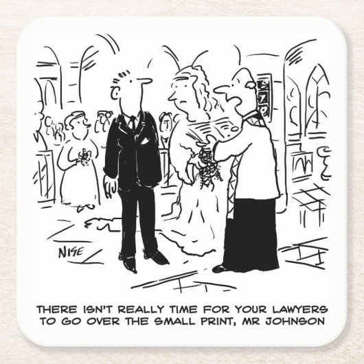 Weddenschap Vows Small Print Vicar en Bridegroom Vierkante Kartonnen Onderzetter (Voorkant)