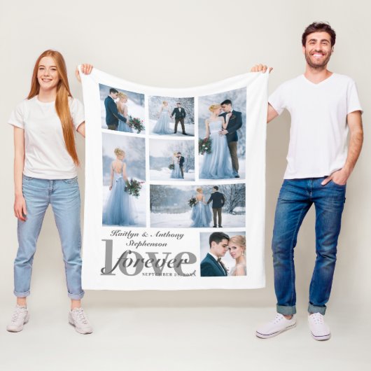 Weddenschap VREVER LOVE 7 Foto Collage Aangepaste  Fleece Deken (In situ)