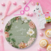 Weddenschap Vrijgezellenfeest Sage Blush Fern Roos Papieren Bordje (Feest)