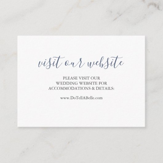 Weddenschap Website Creditcard Navy Blue Script in Informatiekaartje (Voorkant)