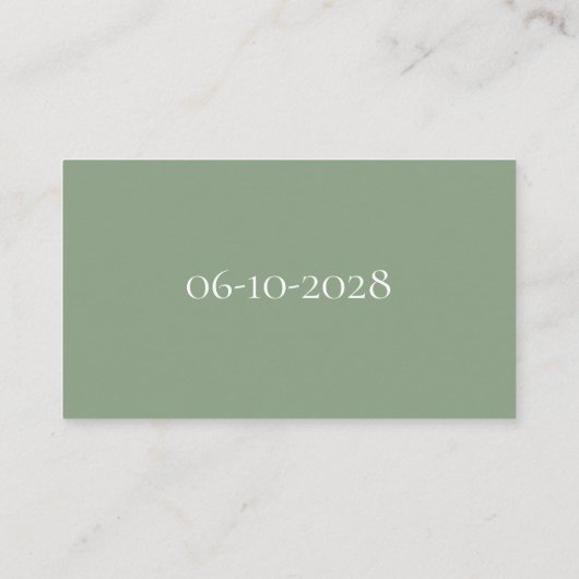 Weddenschap Website Elegant Minimalist Sage Green Informatiekaartje (Achterkant)