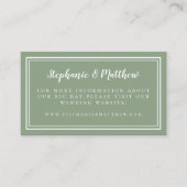 Weddenschap Website Elegant Minimalist Sage Green Informatiekaartje (Voorkant)