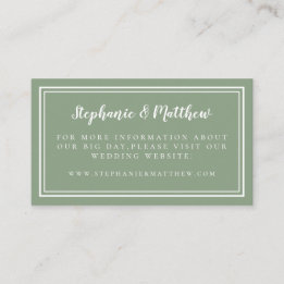Weddenschap Website Elegant Minimalist Sage Green Informatiekaartje