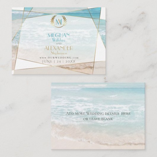 Weddenschap Website | Modern monogram Geometrisch  Visitekaartje (Voorkant / Achterkant)