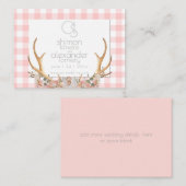 Weddenschap Website | Monogram Coral Gingham Flora Visitekaartje (Voorkant / Achterkant)