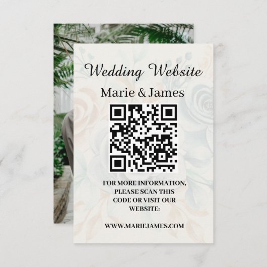 Weddenschap Website Naam QR-code Minimale foto toe Informatiekaartje (Voorkant / Achterkant)