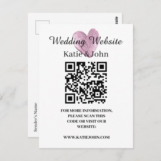 Weddenschap Website Naam Tekst QR Code Minimalist  Briefkaart (Voorkant / Achterkant)