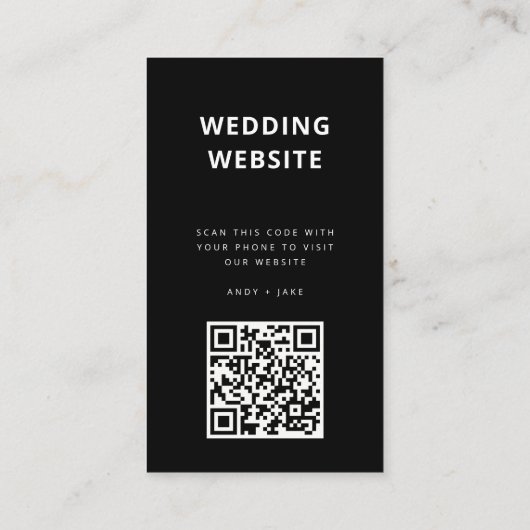 Weddenschap Website | QR-code BLACK-minimalistisch Informatiekaartje (Achterkant)