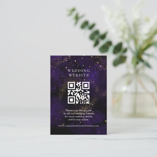 Weddenschap Website Qr Code Dark Paars Magical Gol Informatiekaartje (Staand voorkant)