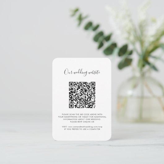 Weddenschap Website QR Code Foto RSVP Informatiekaartje (Staand voorkant)