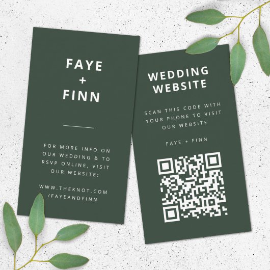 Weddenschap Website | QR Code Green Scandi Minimal Informatiekaartje