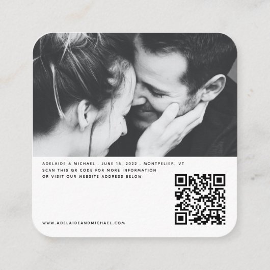 Weddenschap Website QR Code Minimal Photo Wedding  Informatiekaartje (Achterkant)
