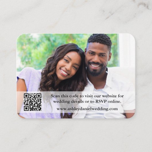 Weddenschap Website QR Overlay Foto Periwinkle Informatiekaartje (Voorkant)