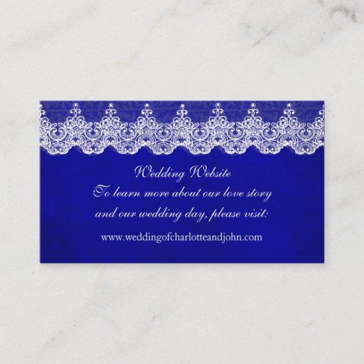 Weddenschap Website Royal White Blue Cobalt Lace Informatiekaartje (Voorkant)