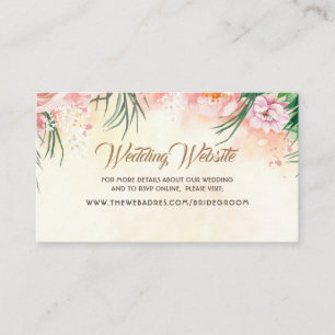 Weddenschap Website Roze Tropische Bloemen & Palm  Visitekaartje