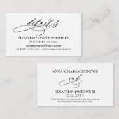 *~* Weddenschap Website RSVP Eenvoudige behuizing Informatiekaartje (Voorkant / Achterkant)