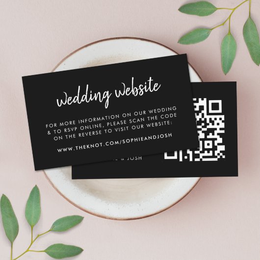 Weddenschap Website | RSVP QR-code Modern Black Informatiekaartje