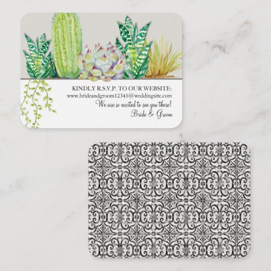 Weddenschap Website RSVP Rustic Westerne woestijnc Visitekaartje (Voorkant / Achterkant)