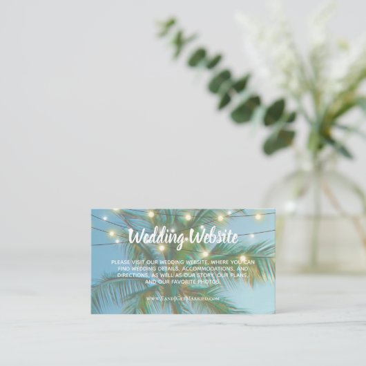 Weddenschap Website Tropisch strand String Lights  Visitekaartje (Staand voorkant)