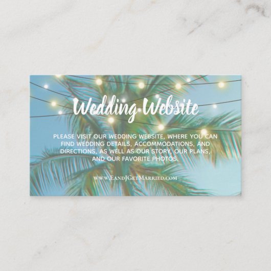 Weddenschap Website Tropisch strand String Lights  Visitekaartje (Voorkant)
