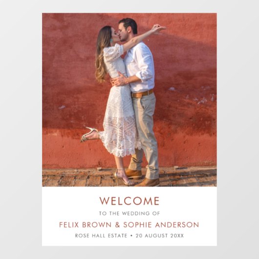 Weddenschap Welkom | Terracotta Burnt Oranje Rust Raamsticker (Vel)