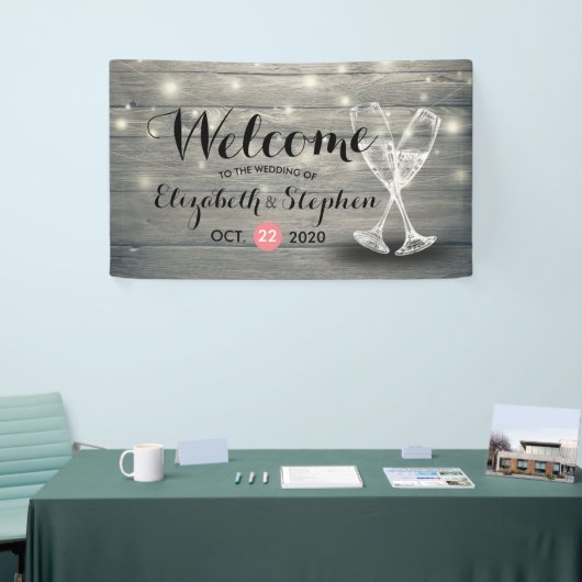 Weddenschap Welkomstbanner Champagne Glass Wood Li Spandoek (Beurs)
