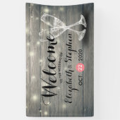Weddenschap Welkomstbanner Champagne Glass Wood Li Spandoek (Verticaal)