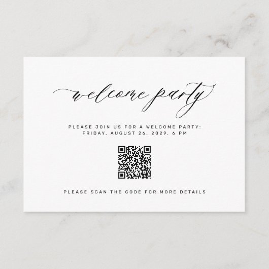 Weddenschap welkomstpartij QR code details uitnodi Informatiekaartje (Voorkant)