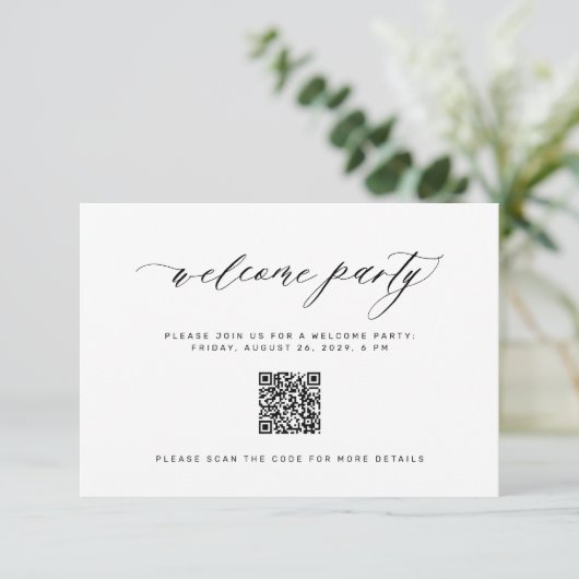 Weddenschap welkomstpartij QR code details uitnodi Informatiekaartje (Staand voorkant)