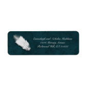 Weddenschap White Feather Moody Blauwgroen Return  Etiket (Voorkant)