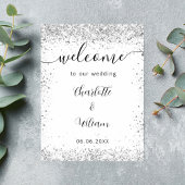 Weddenschap white Silver Namen script welkomstwoor Poster