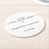 Weddenschap wit, mrs hartscript ronde kartonnen onderzetter (Gebogen)