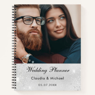 Weddenschap zilveren glitter bruidfoto notitieboek