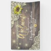 Weddenschap Zonnebloem Rustic Wood & String Lights Spandoek (Verticaal)