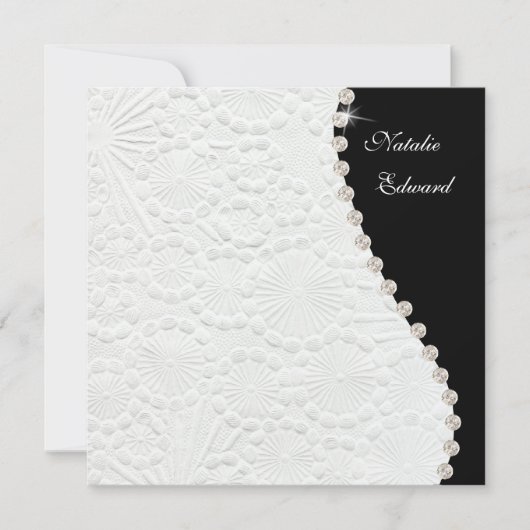 Weddenschap Zwart en wit  patroon uitnodigen Kaart (Voorkant)