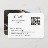 Weddenschap Zwart wit RSVP Online QR Code Foto Informatiekaartje (Voorkant / Achterkant)