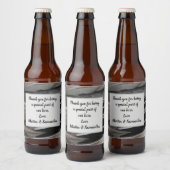 Weddenschap Zwarte Grijze Veer Moderne Bedankt Bier Etiket (Flessen)