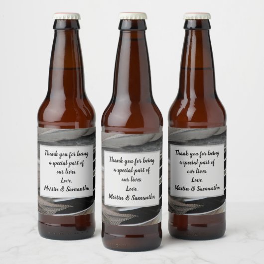 Weddenschap Zwarte Grijze Veer Moderne Bedankt Bier Etiket (Flessen)