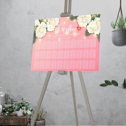 Weddenschapenkaart Chic Hydrangea String Lights Poster